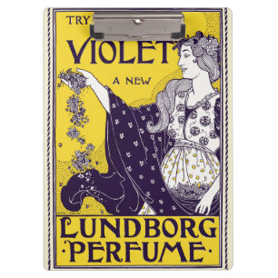 Classic Art Nouveau Woman Purple Flowers Artwork Clipboard
