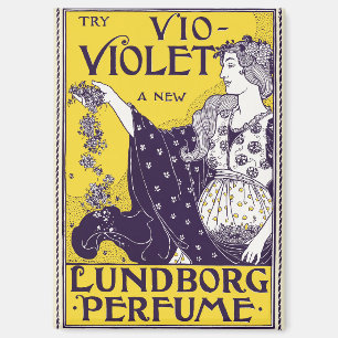 Classic Art Nouveau Woman Purple Flowers Artwork Magnet