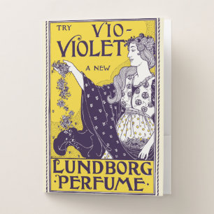 Classic Art Nouveau Woman Purple Flowers Artwork Pocket Folder