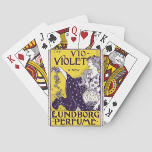 Classic Art Nouveau Woman Purple Flowers Artwork Poker Cards