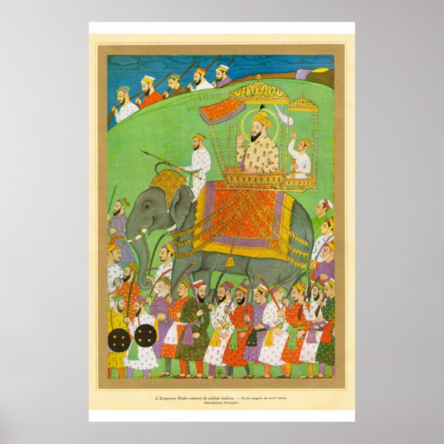 Classic Asian Art Mughal Emperor Bader  17th cent. Poster (Front)