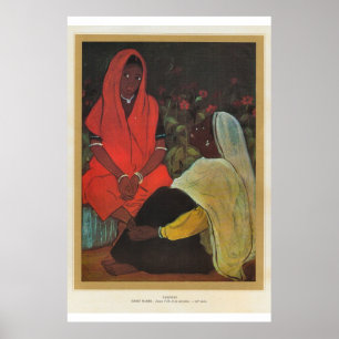 Classic Asian Art Pakistan, girl with servant Poster