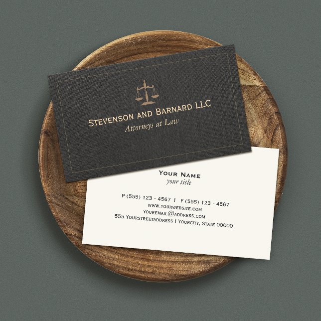 Classic Attorney Faux Linen Business Card (Creator Uploaded)