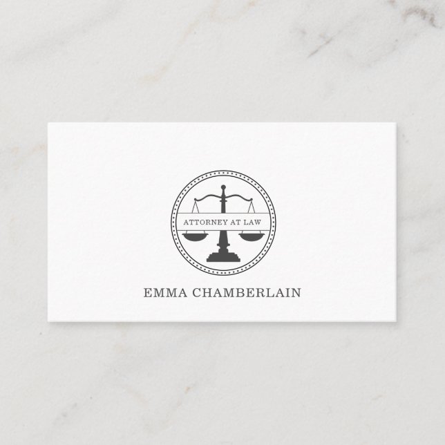 Classic Attorney Lawyer Justice Scale  Business Card (Front)