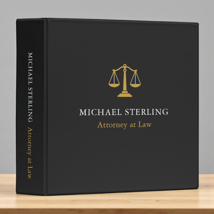Classic Attorney Scales Of Justice Black Gold 3 Ring Binder