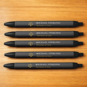 Classic Attorney Scales of Justice Black Gold Pen
