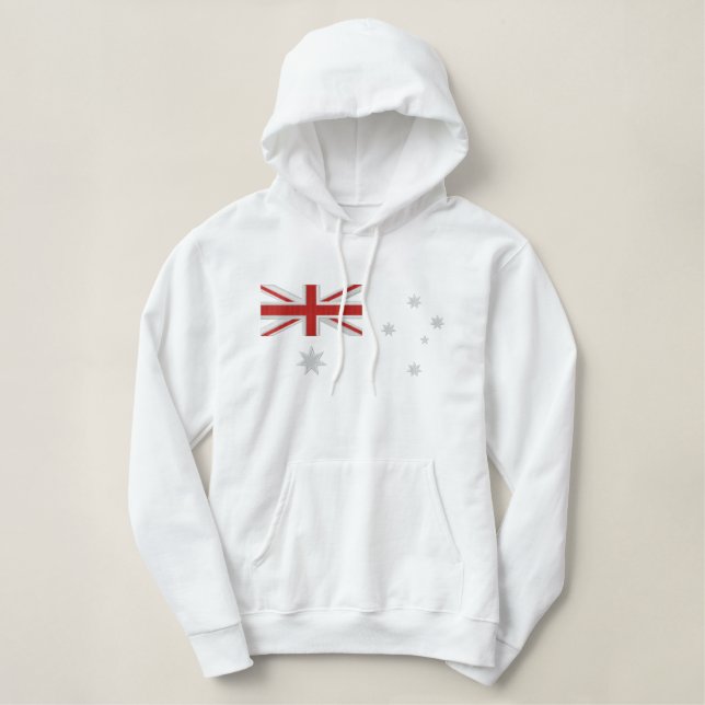 Classic Australian Flag Embroidery Embroidered Hoodie (Design Front)