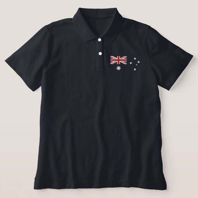 Classic Australian Flag Embroidery Embroidered Polo Shirt (Design Front)