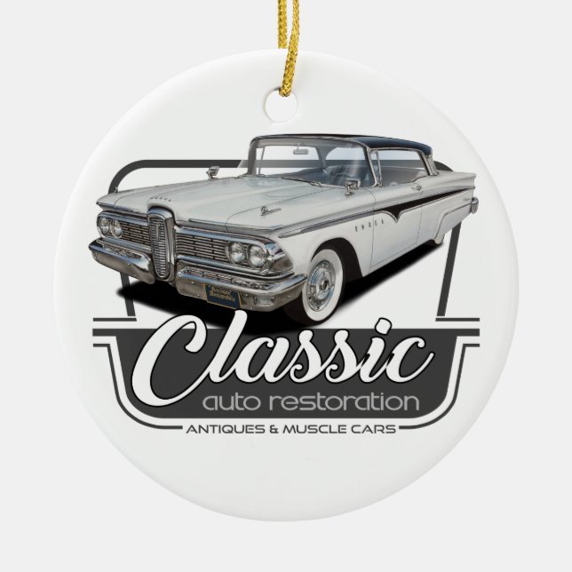 Classic Auto Restoration Ceramic Ornament (Front)