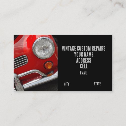 classic auto vintage repair red car antique business card