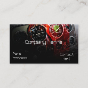 Classic automotive speed gauge in red business card