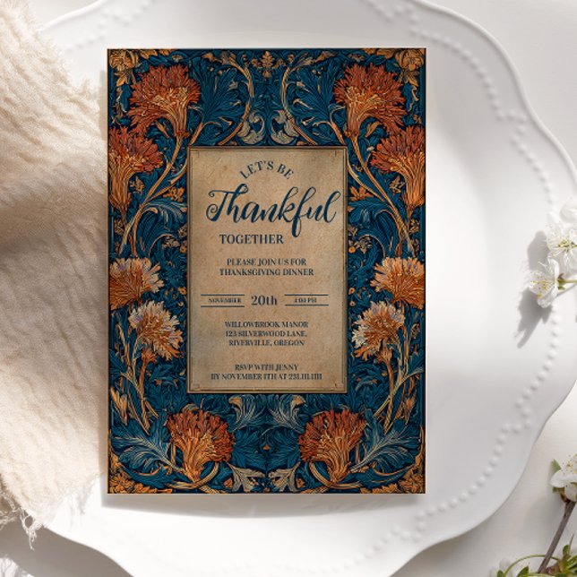 Classic Autumn Blue Harvest Celebration Invitation (Creator Uploaded)