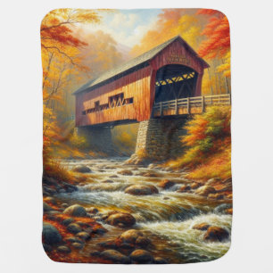 classic, autumn covered bridge baby blanket