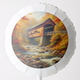 classic, autumn covered bridge balloon