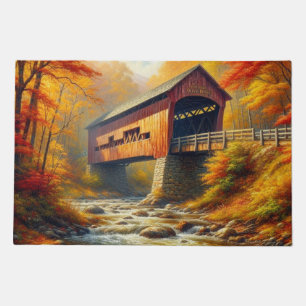 classic, autumn covered bridge doormat