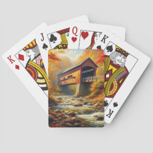 classic, autumn covered bridge poker cards