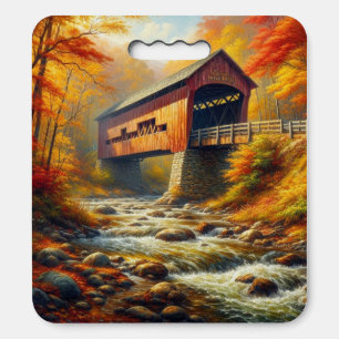 classic, autumn covered bridge seat cushion