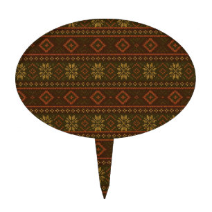 Classic Autumn/fall fair isle/colorwork patterned Cake Topper