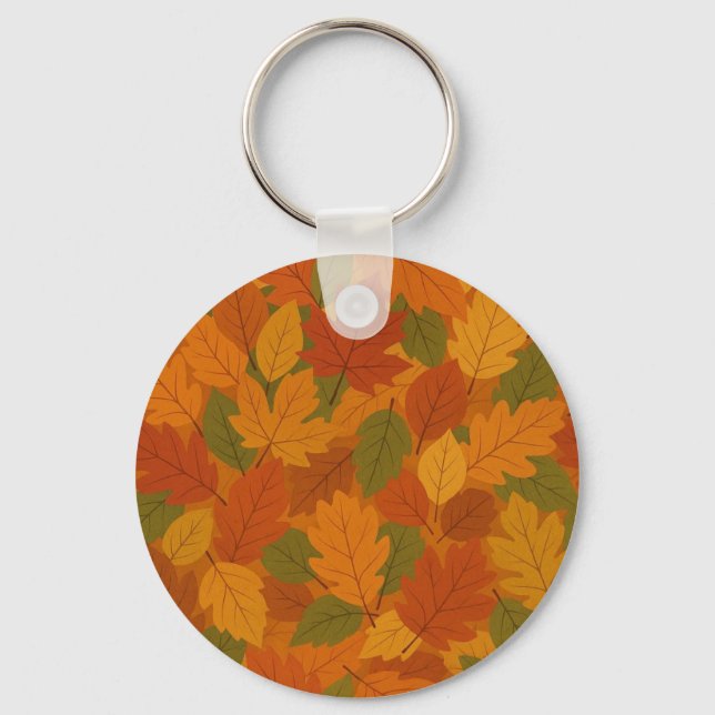 Classic Autumn/fall leaves patterned  Keychain (Front)
