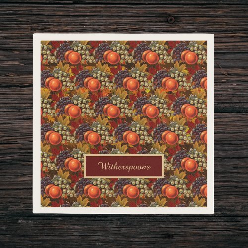 Classic Autumn Leaf and Thanksgiving Fruit Harvest Napkins