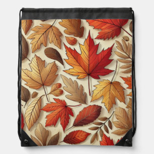 classic Autumn leaves Drawstring Bag