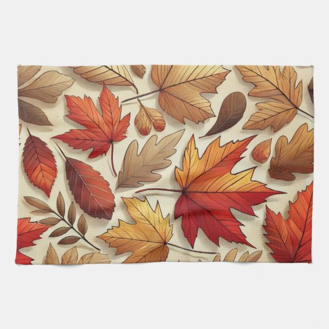 classic Autumn leaves Kitchen Towel (Horizontal)