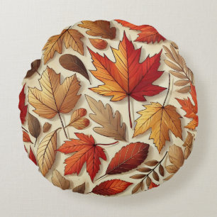 classic Autumn leaves Round Pillow