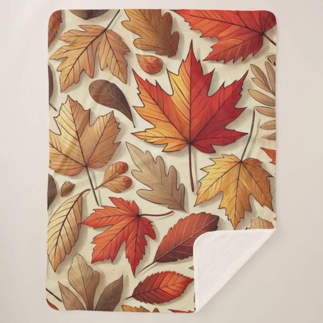 classic Autumn leaves Sherpa Blanket (Front)