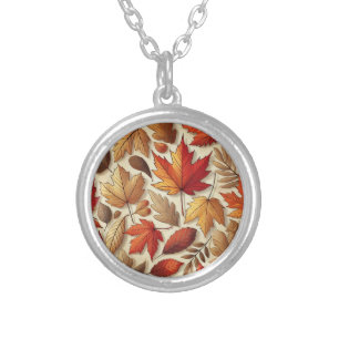 classic Autumn leaves Silver Plated Necklace
