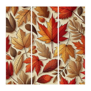 classic Autumn leaves Triptych