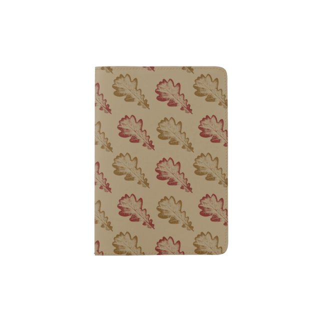 Classic Autumn Oak Leaves Passport Holder (Front)