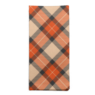 Classic Autumn Pumpkin Orange Brown Tartan Pattern Cloth Napkin