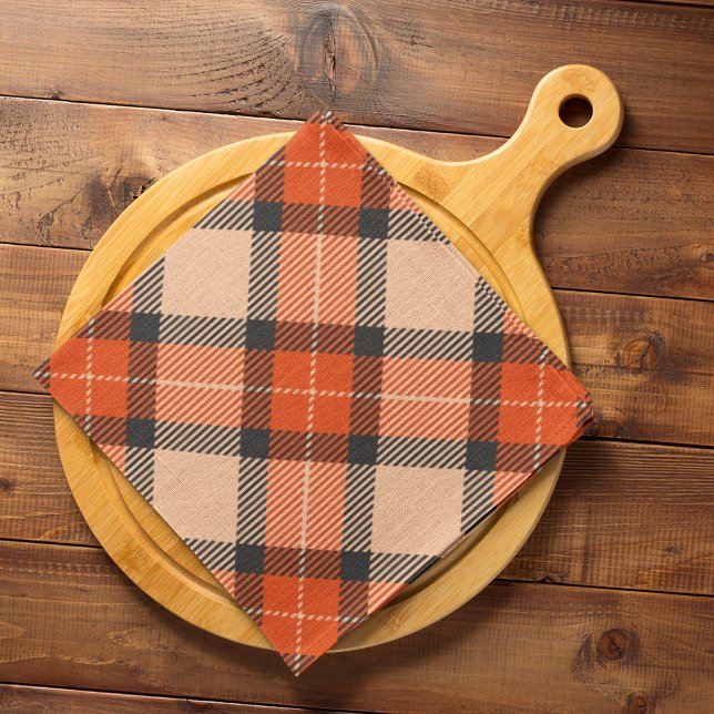 Classic Autumn Pumpkin Orange Brown Tartan Pattern Cloth Placemat (Creator Uploaded)