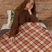 Classic Autumn Pumpkin Orange Brown Tartan Pattern