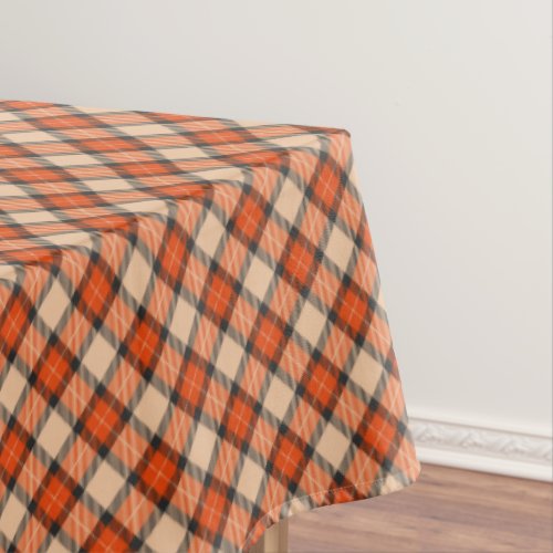 Classic Autumn Pumpkin Orange Brown Tartan Pattern Tablecloth
