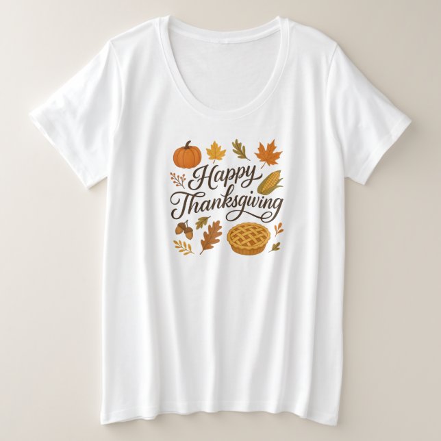 Classic Autumn/Thanksgiving  Plus Size T-Shirt (Design Front)