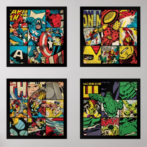 Classic Avengers Comic Book Collage Wall Art Sets