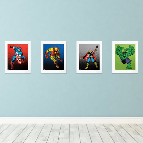 Classic Avengers Comic Book Pose Wall Art Sets