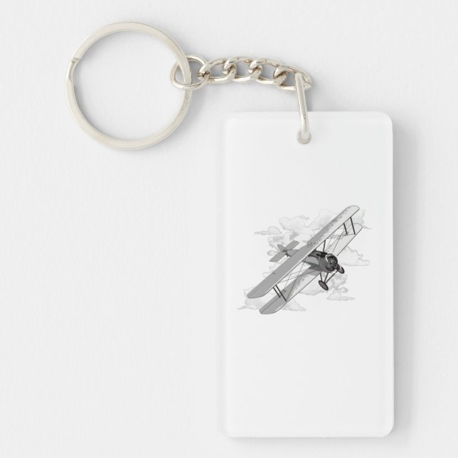 Classic Aviation Biplane Keychain (Front)