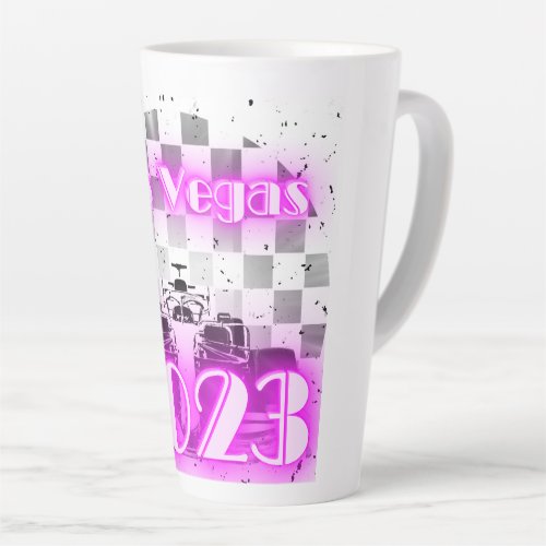 Classic BW Monochromatic Retro Neon Pink LasVegas Latte Mug