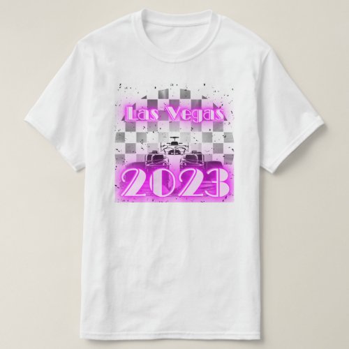 Classic BW Monochromatic Retro Neon Pink LasVegas T_Shirt