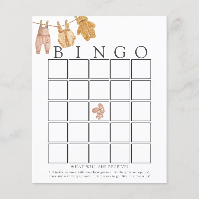 Classic Baby Bingo Game Card (Front)
