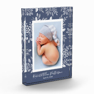 Classic Baby Birth Announcement Photo Custom Block