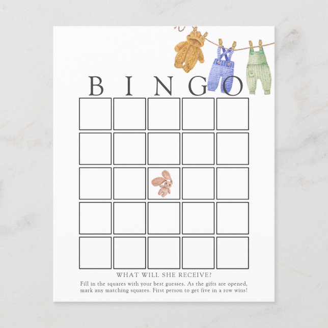 Classic Baby Boy Baby Bingo Game Card (Front)