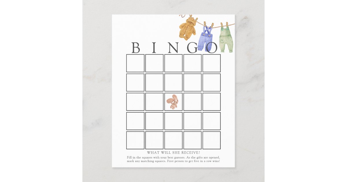 Classic Baby Boy Baby Bingo Game Card Zazzle