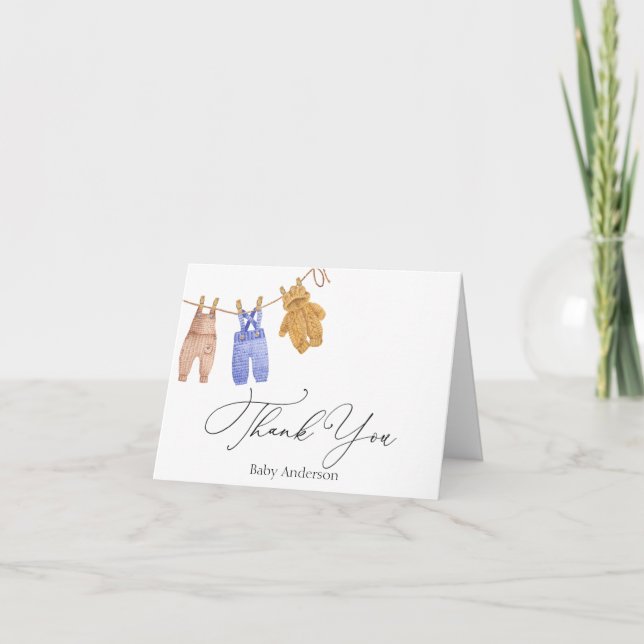 Classic Baby Boy Thank You  Note Card (Front)