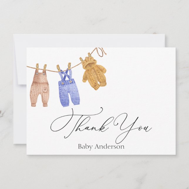 Classic Baby Boy Thank You  Note Card (Front)