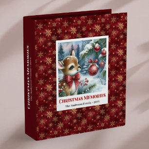 Classic Baby Deer Snowy Forest Christmas Memory 3 Ring Binder