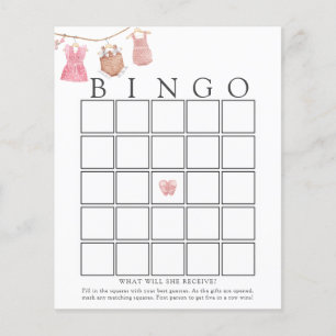 Classic Baby Girl Baby Bingo Game Card