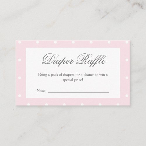Classic Baby Pink Bow Baby Shower Diaper Raffle Enclosure Card